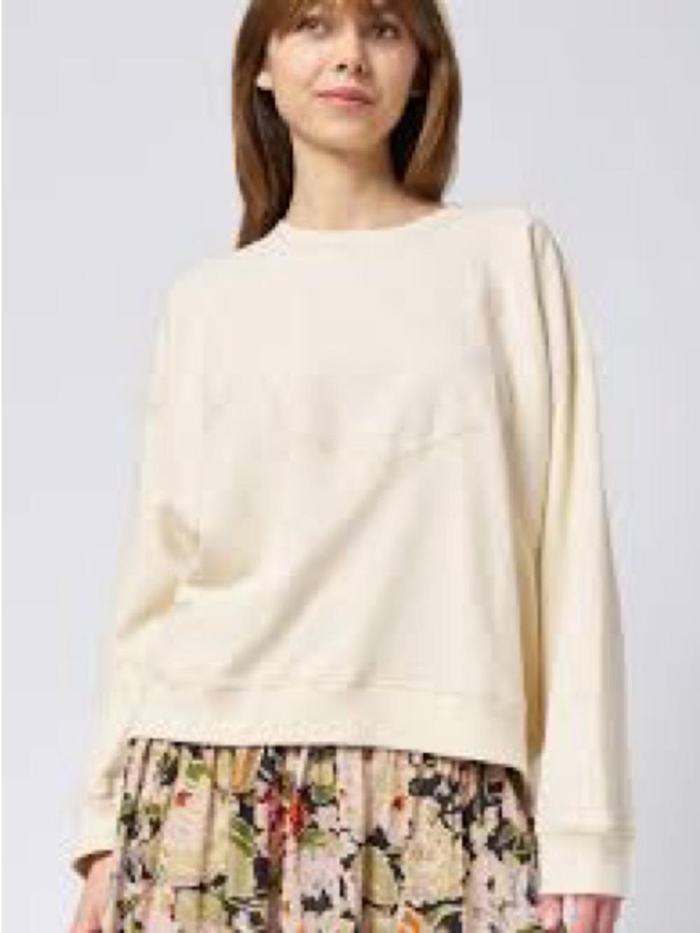 THE GREAT. Lightweight Cream Crewneck Sweatshirt